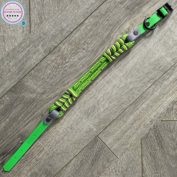 High-Vis Dog Collar – Green Trot Code Dog Collar | Tack & Tails