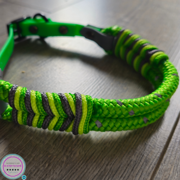 High-Vis Dog Collar – Green Trot Code Dog Collar | Tack & Tails
