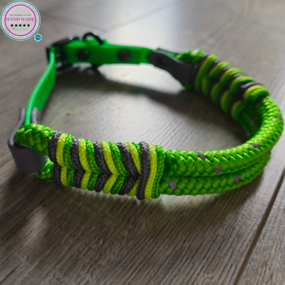High-Vis Dog Collar – Green Trot Code Dog Collar | Tack & Tails