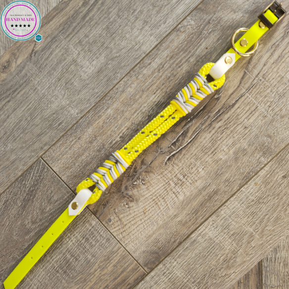High-Vis Dog Collar – Yield for Yellow Dog Collar | Tack & Tails