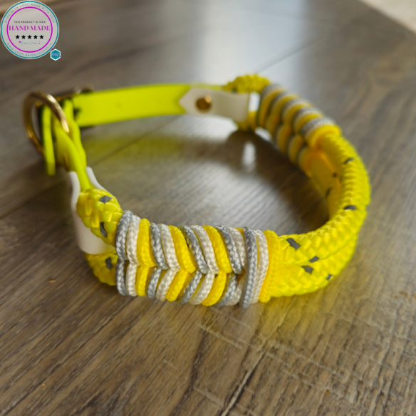 High-Vis Dog Collar – Yield for Yellow Dog Collar | Tack & Tails